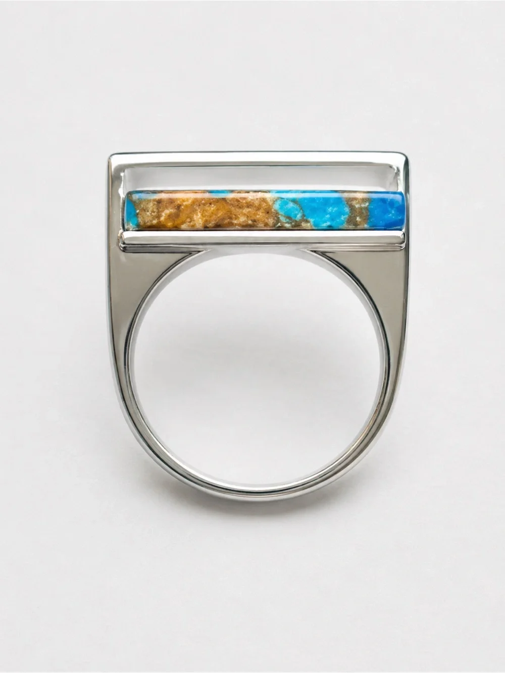 New. Turquoise Statement Ring Silver Tone‎ Geometric Cocktail Ring Size 7